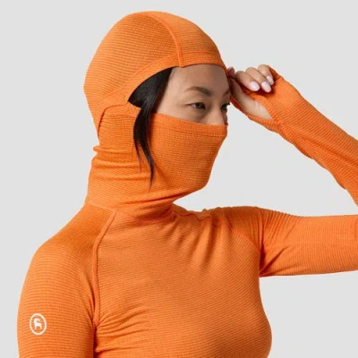 Backcountry Pines Microgrid Ultra-lt Baselayer Balaclava Top In Orange