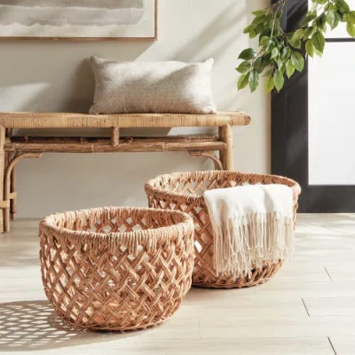 Napa Home & Garden Emlyn Rattan Decorative Baskets Set Of 2 Without Handles In Brown