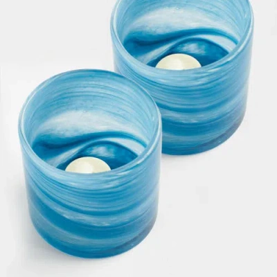 Napa Home & Garden Barclay Butera Seaside Glass Hurricane In Blue