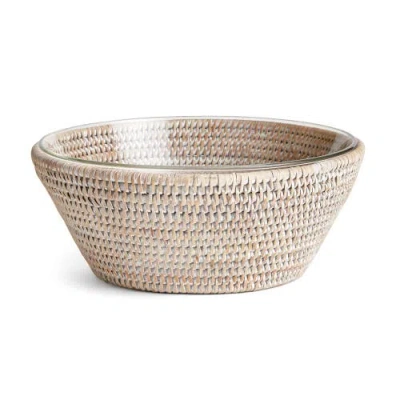 Napa Home & Garden 10.75"  Burma Rattan Whitewash Round Fruit Bread Wicker Natural Woven Serving Bow In Nude