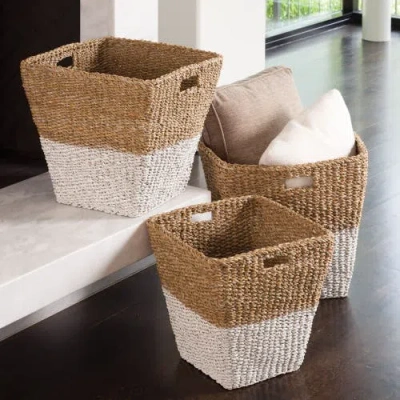 Napa Home & Garden Seagrass Rectangular Storage Baskets Set Of 3 In Brown