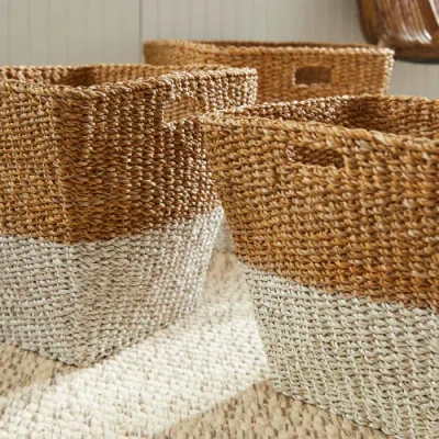 Napa Home & Garden Seagrass Rectangular Storage Baskets Set Of 3 In Brown