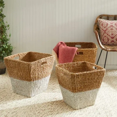 Napa Home & Garden Seagrass Rectangular Storage Baskets Set Of 3 In Brown