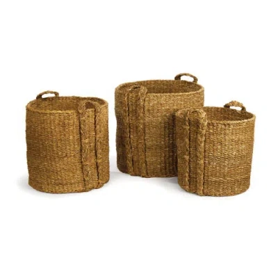 Napa Home & Garden Seagrass Round Baskets Large Set Of 3 In Brown