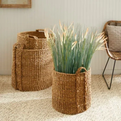 Napa Home & Garden Seagrass Round Baskets Large Set Of 3 In Brown