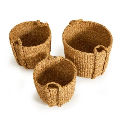 Napa Home & Garden Seagrass Round Drum Baskets, Set Of 3 In Brown