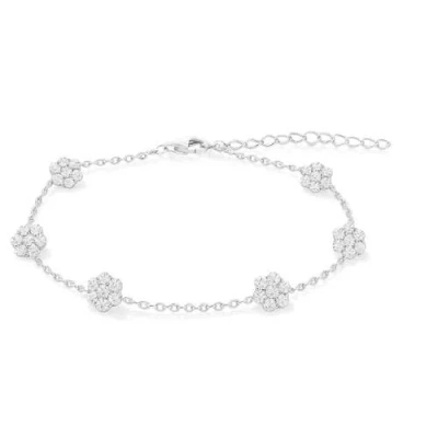 Donatello Gian Sterling Silver Crystal Flower Bracelet In Metallic