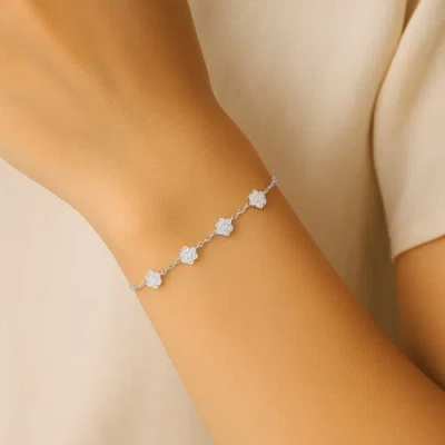 Donatello Gian Sterling Silver Crystal Flower Bracelet In Metallic