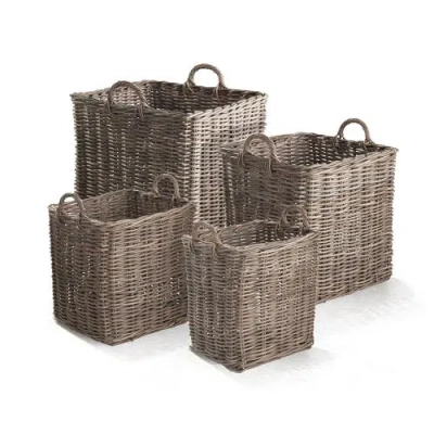 Napa Home & Garden Normandy Square Apple Baskets, Set Of 4 In Gray