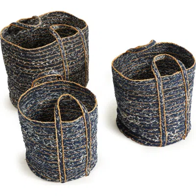Napa Home & Garden Denim Round Baskets Set Of 3 In Blue