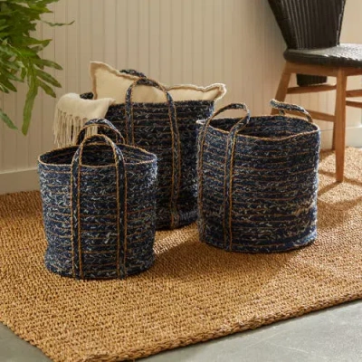 Napa Home & Garden Denim Round Baskets Set Of 3 In Blue