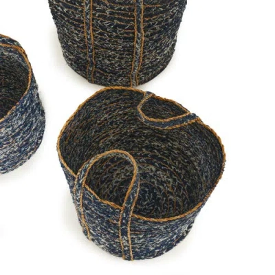 Napa Home & Garden Denim Round Baskets Set Of 3 In Blue