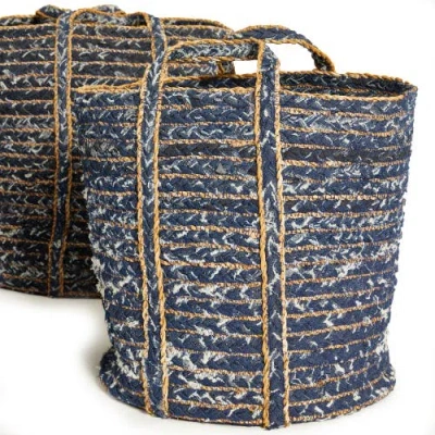 Napa Home & Garden Denim Round Baskets Set Of 3 In Blue