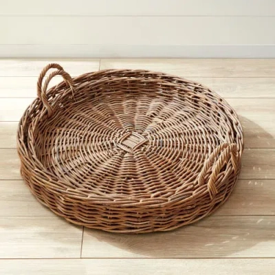 Napa Home & Garden Normandy Extra Large Low Round Baskets Set Of 2 In Gray