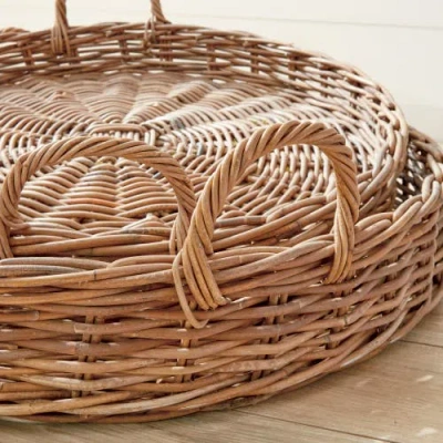 Napa Home & Garden Normandy Extra Large Low Round Baskets Set Of 2 In Gray