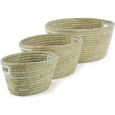 Napa Home & Garden Rivergrass Oval Baskets With Handles Set Of 3 In White