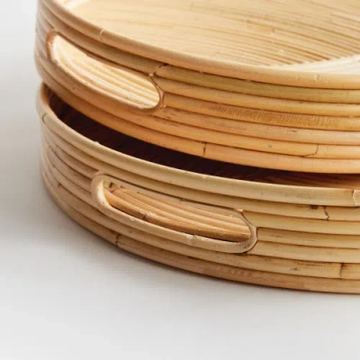 Napa Home & Garden Jelani Cane Oval Decorative Trays Set Of 2 In Brown