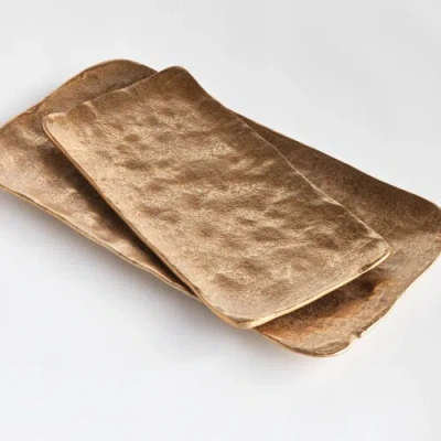 Napa Home & Garden Imani Decorative Rectangular Trays Set Of 2 In Gold