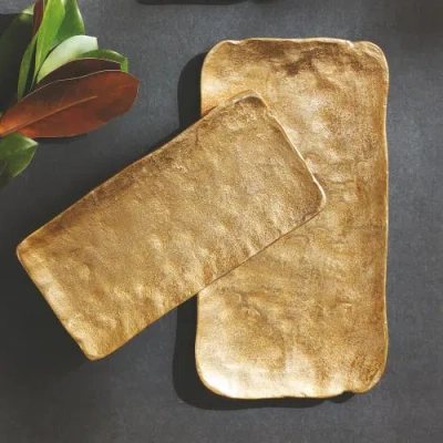 Napa Home & Garden Imani Decorative Rectangular Trays Set Of 2 In Gold