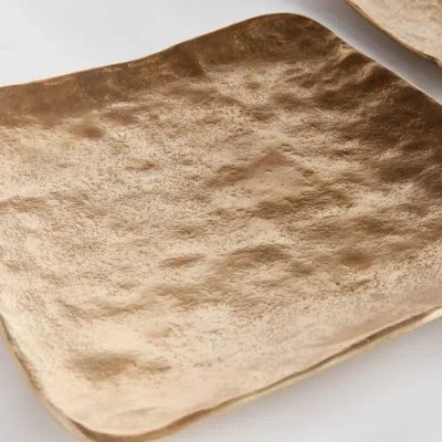 Napa Home & Garden Imani Decorative Square Gold Aluminum Metal Trays, Set Of 3 In Gold