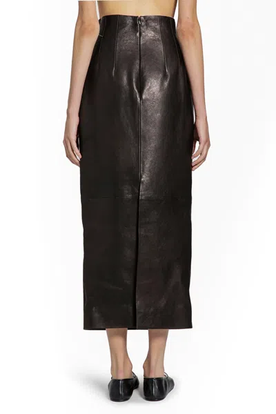 Khaite Leather Loxley Skirt In Black
