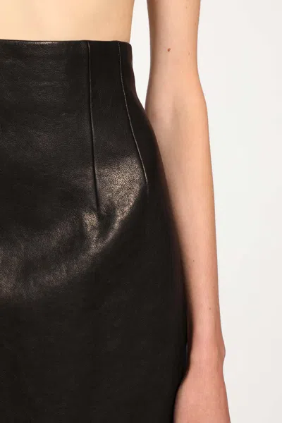 Khaite Leather Loxley Skirt In Black