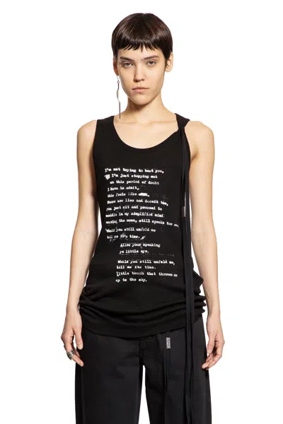 Ann Demeulemeester Seva Script Tank Top In Black