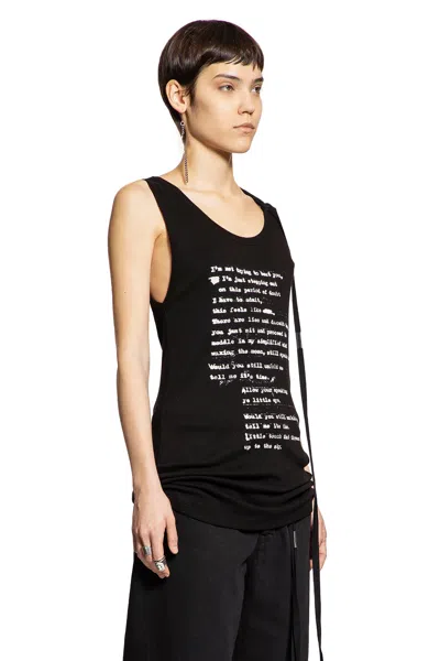 Ann Demeulemeester Seva Script Tank Top In Black