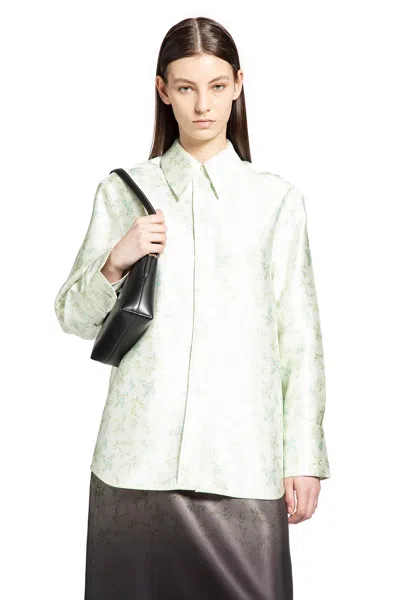 Jil Sander Silk Blend Printed Shirt In Green