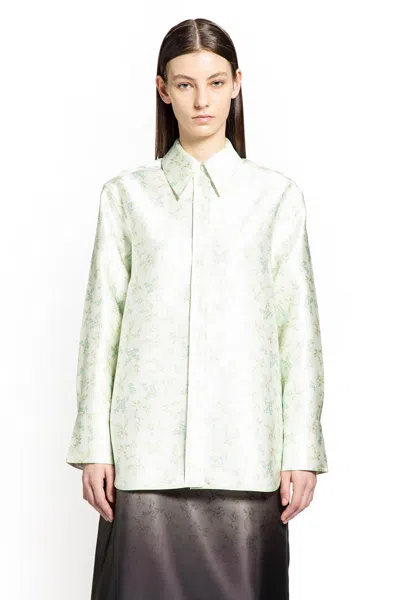 Jil Sander Silk Blend Printed Shirt In Green