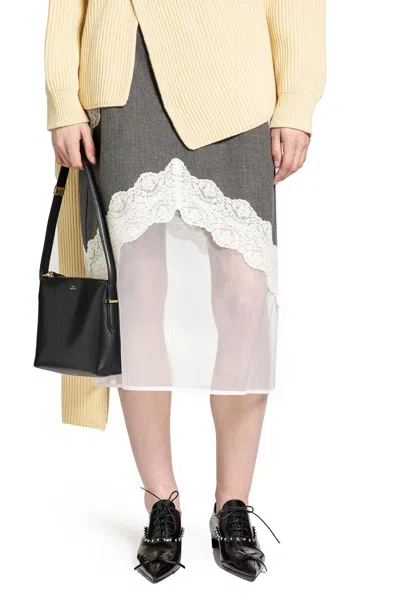 Jil Sander Wool Canvas Skirt In Gray