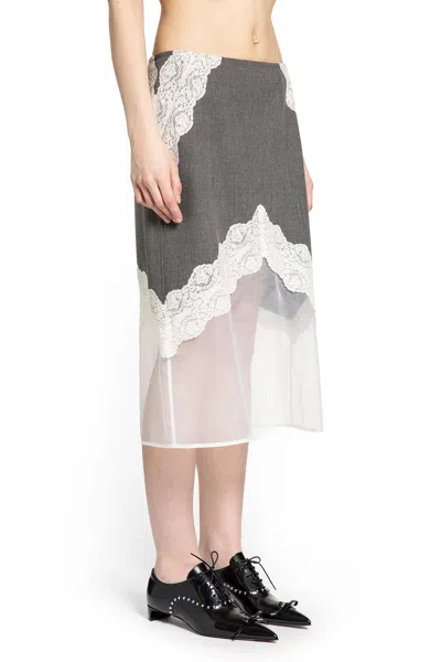 Jil Sander Wool Canvas Skirt In Gray
