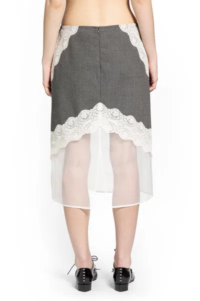 Jil Sander Wool Canvas Skirt In Gray