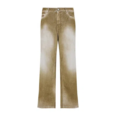 Marni Cotton Straight Leg Jeans With Adjustable Strap In Brown