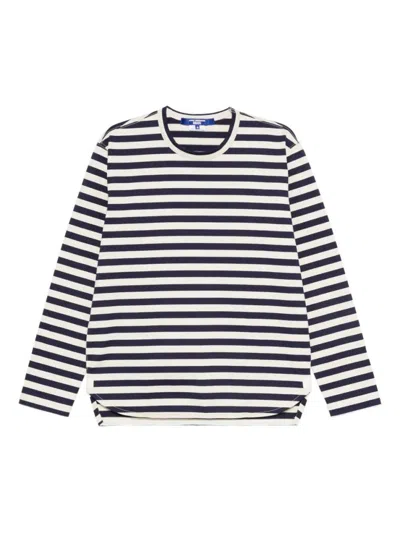 Junya Watanabe Long-sleeved Striped Cotton T-shirt In Multi