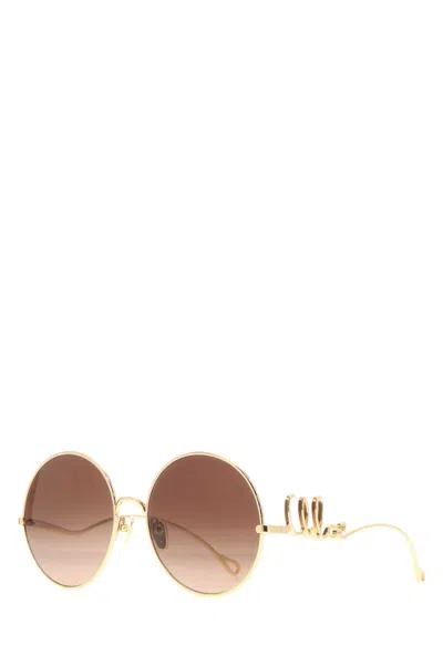 Chloé Gold Metal Sunglasses In Gold