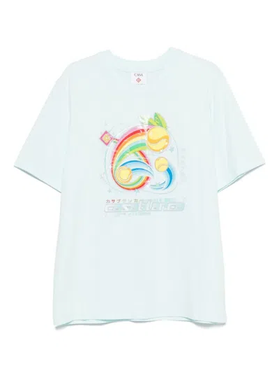 Casablanca T-shirt In Cotone Azzurro Pastello Uomo In Blue