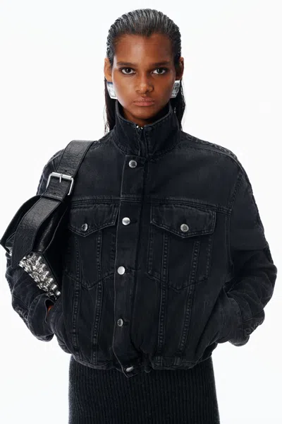 Alexander Wang Zip-up Denim Jacket In Black