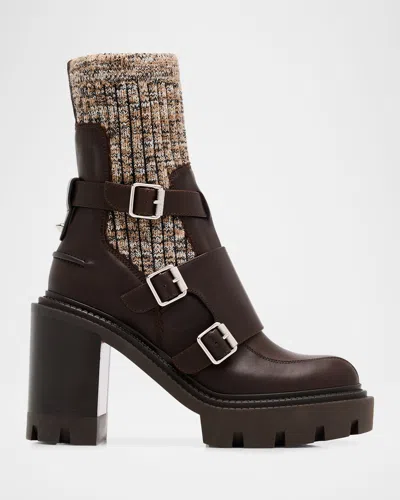 Christian Louboutin Cortinetta College Red-sole Ankle Boots In Brown