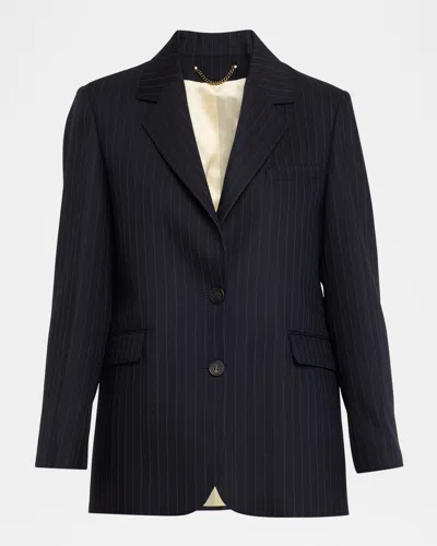 Golden Goose Journey Pinstripe Wool Jacket In Black