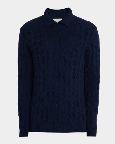 Bergdorf Goodman Men's Elvis Merino Wool Polo Sweater In Blue