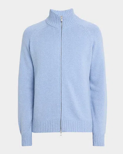 Bergdorf Goodman Men's Mouline Full-zip Sweater In Blue