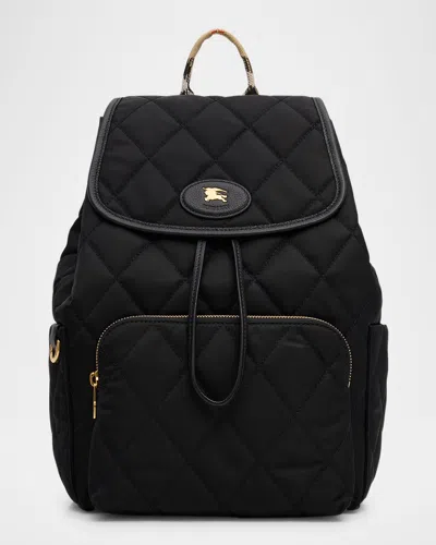 Burberry Horseshoe Quilted Nylon Backpack In Black