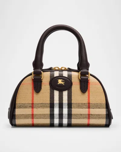 Burberry Mini Highlands Bowling Handbag And Handles In Brown