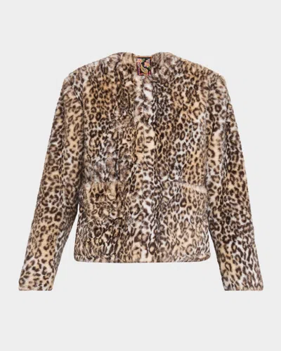 Johnny Was Leopard-print Faux Fur Jacket In Multi