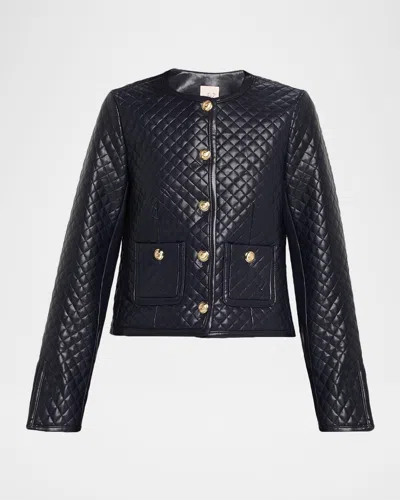 Cinq À Sept Brooke Quilted Vegan Leather Jacket In Black