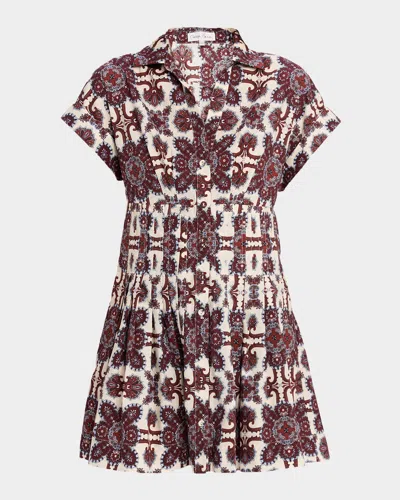 Cara Cara Geometric-print Pleated Mini Day Dress In Multi