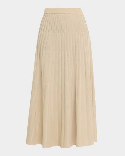 Misook Lurex Rib-knit A-line Maxi Skirt In Neutral