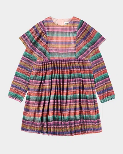 Molo Girl's Carina Pleated Stripe Dress In Multi