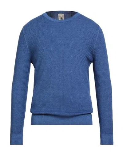 H953 Man Sweater Blue Size 40 Merino Wool In Blue